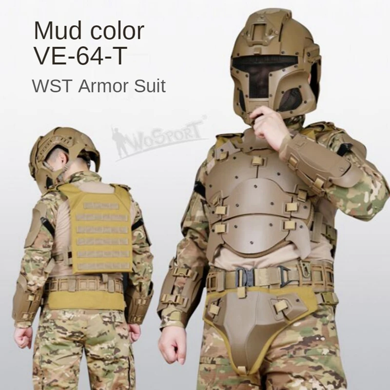 WST Tactical Armor Vest Set Protective Set Hunting Elbow Pads Chest and Crotch Waist Seal Adjustable