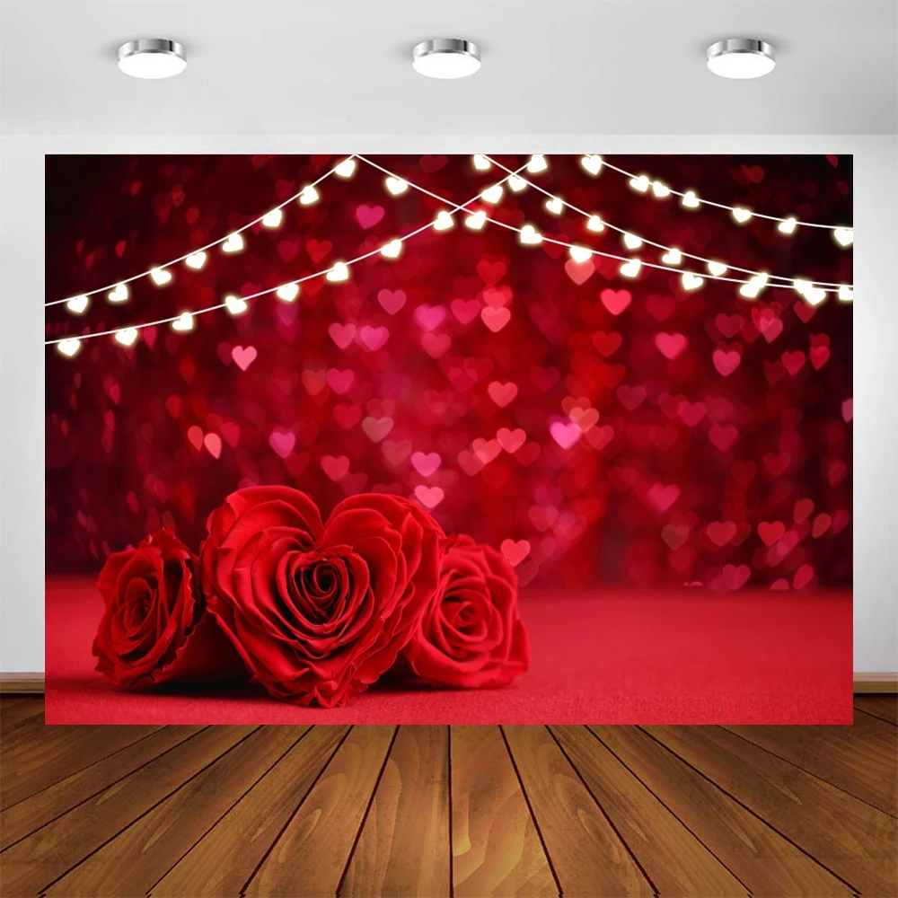 Valentine's Day Backdrops for Photography Love Heart Rose Flower Backdrop Wedding Bridal Shower Banner Background Photo Booth