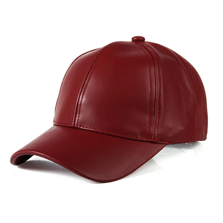 Winter Men\'s Warm Baseball Cap PU Leather New Windproof Leisure Outdoor Sports Cap Solid Color Dad Casquette