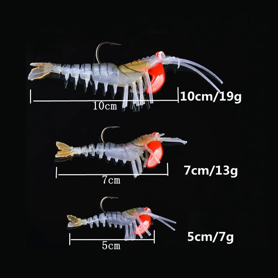 TOMA 2pcs 7g 13g 19g Soft Shrimp Bait Fishing Lure with Jig Head Soft Shad Lure Saltwater Sea Bass Swimbait Fishing Tackle