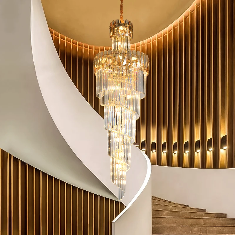 Hotel Villa Duplex Living Room Post-modern Crystal Luxury Chandelier Designer Creative Tapered Crystal Long Chandelier