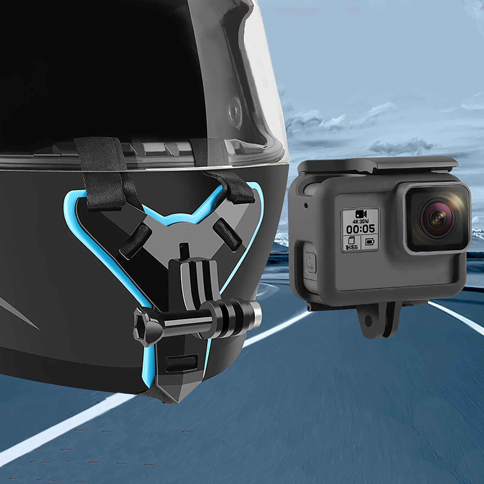 คางหมวกกันน็อกสำหรับ GoPro Hero 9 8 6 5 4 Xiaomi Yi 4K SJCAM Osmo รถจักรยานยนต์ chin ขาตั้งอุปกรณ์เสริม