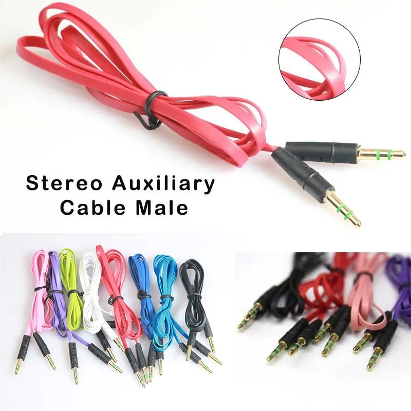 3.5mm Audio Cable Stereo Aux Male To Male Flat Cable 3.5mm Male Jack Plug Auxiliary Cord Audio Cable For PC Speaker Phones Cable