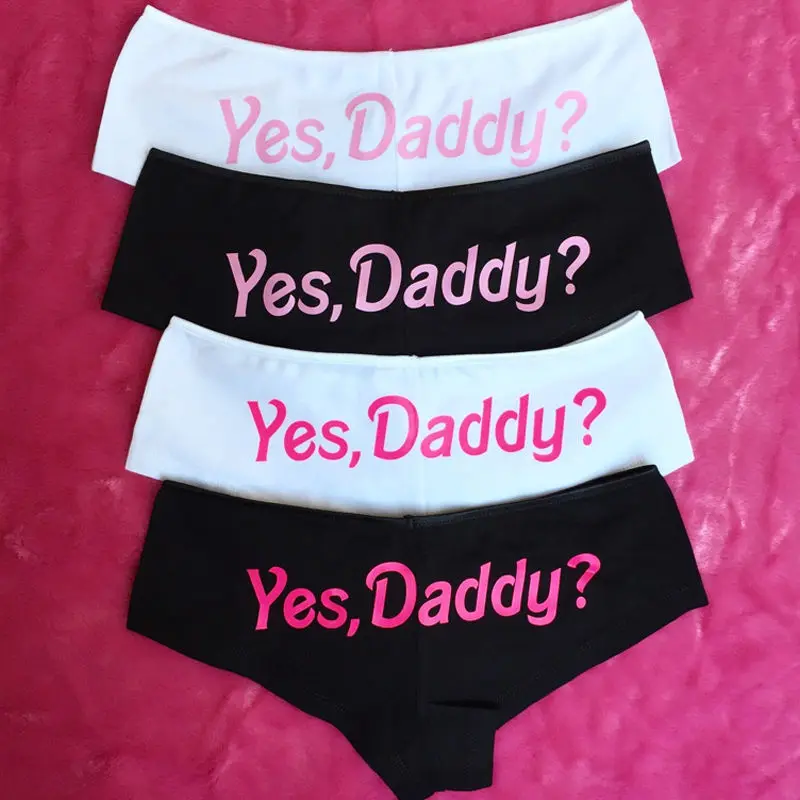 Women Panties Funny Briefs Women Yes Daddy? Letter Print Underpants Seamless Lingerie Briefs Knickers Underwear Cotton Panties