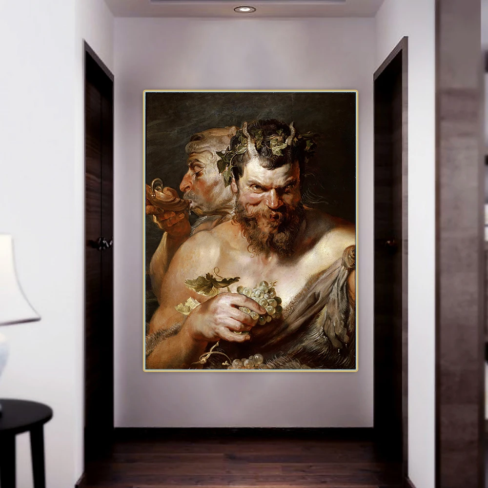 Peter Paul Rubens《Two Satyrs》Canvas Art Oil Painting Artwork Poster Picture Backdrop Wall Hanging Decor Home Decoration