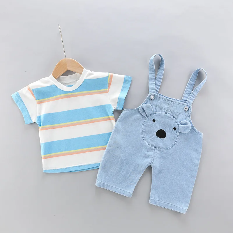 Summer boy clothes baby suit children striped T-shirt + cartoon pants 2 pcs Boys Sets 1-4 years clothing