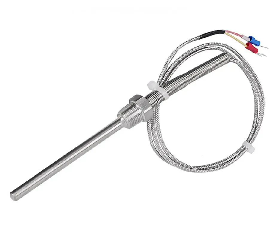 

K-type high temperature thermocouple transmitter probe pT3 / 8 thread metal shield wire temperature sensor 0-800°C