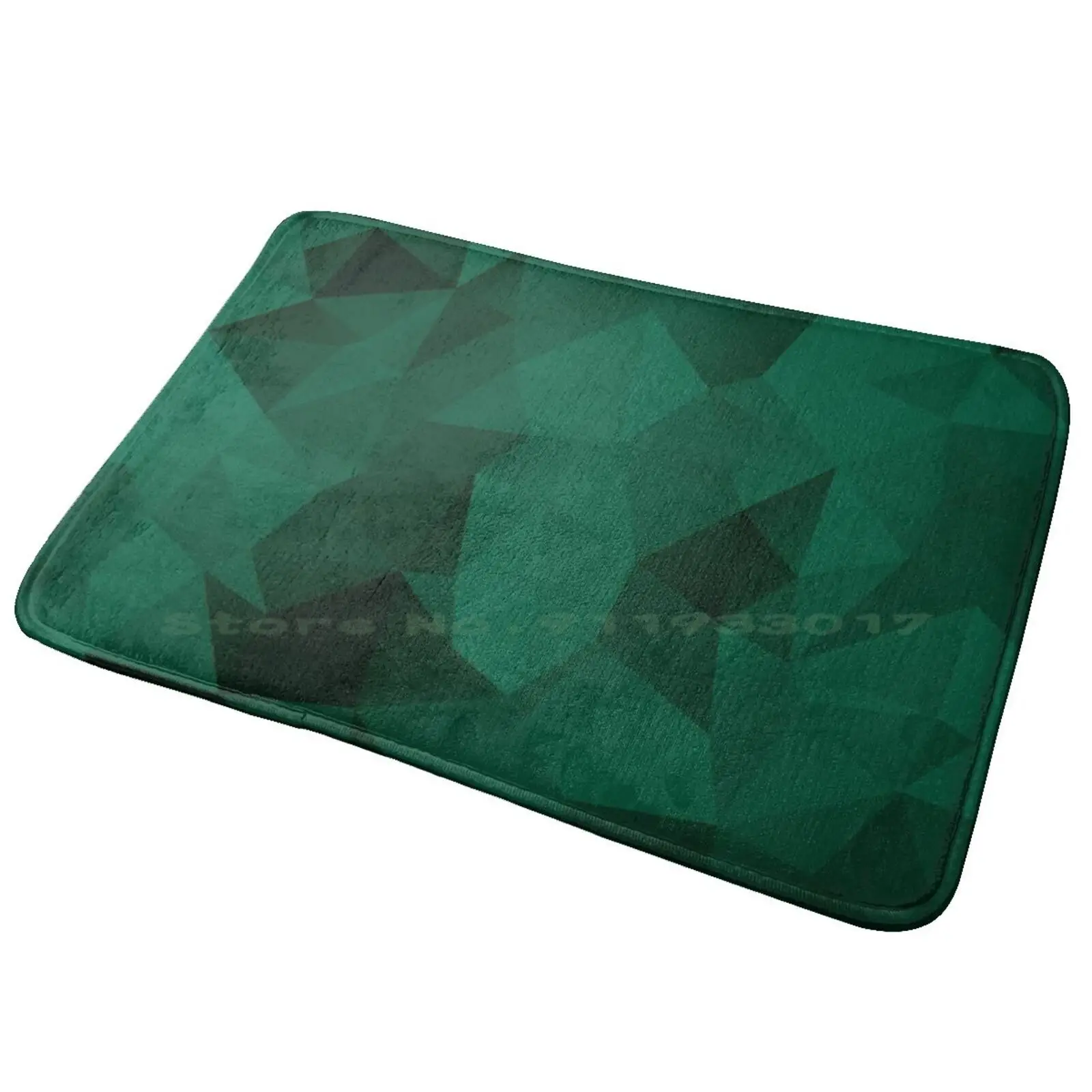 Emerald Entrance Door Mat Bath Mat Rug Emerald Geometric Abstract Dark Green Colorful Polygon Pattern Anti-Slip Bedroom Kitchen