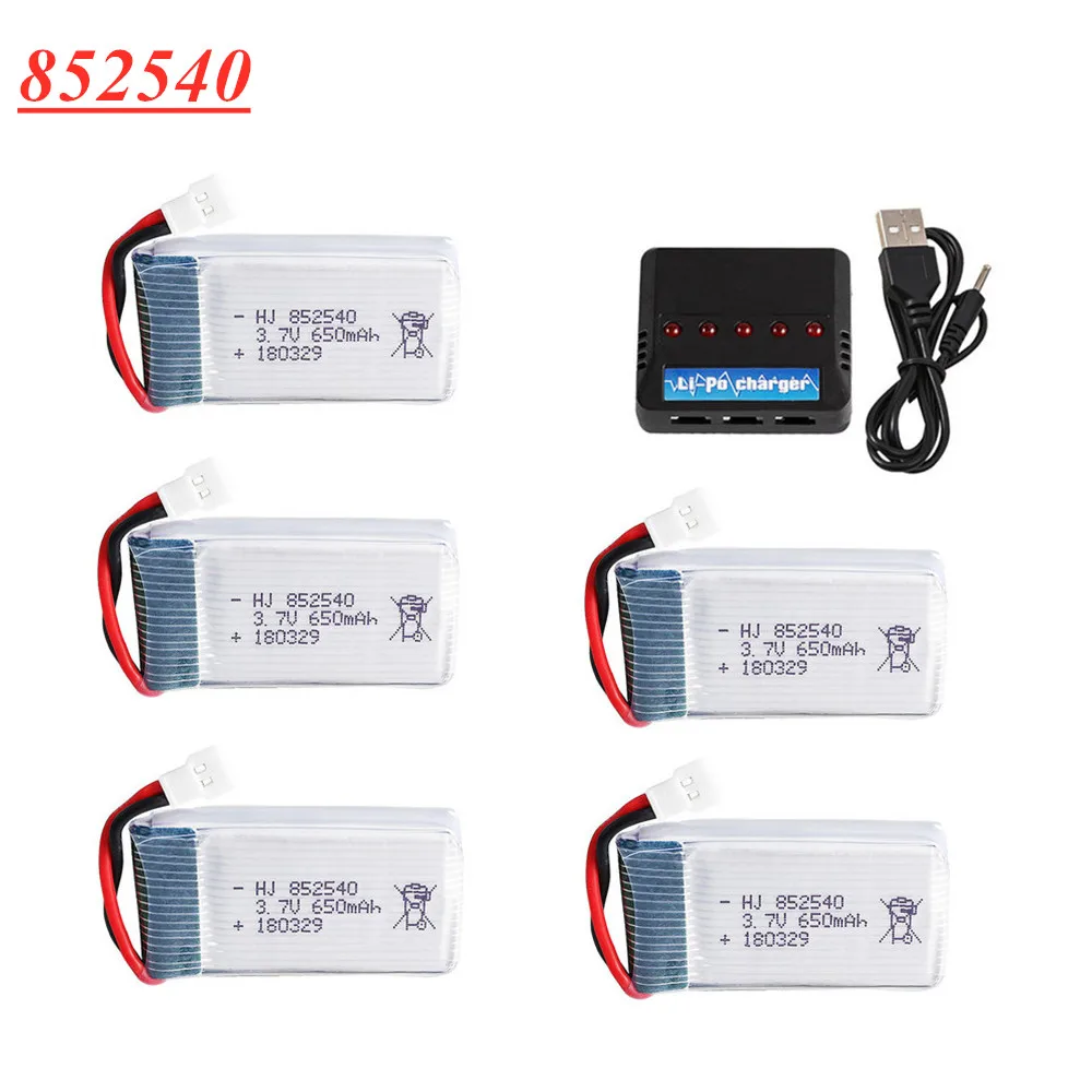 3.7V 650mAh 25c lipo Battery+charger For SYMA X5C X5C-1 X5 H5C X5SW X6SW H9D H5C RC Drone Spare Parts 852540 3.7V Battery