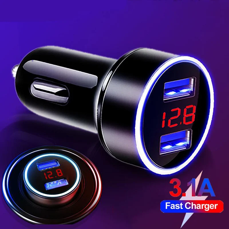 3.1A Dual USB Mobile Phone Car Charger For iPhone 12 11 Pro XS Max 8 7 Plus Xiaomi Mi Poco M3 X3 NFC Fast Charging Phone Adapter