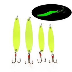 1 Pcs 5g 7g 10g 13g Metal Luminous Spoon Bait Spinner Hard Fishing Lure Sequins With Feather Hooks Wobbler Bass Pesca Tackle