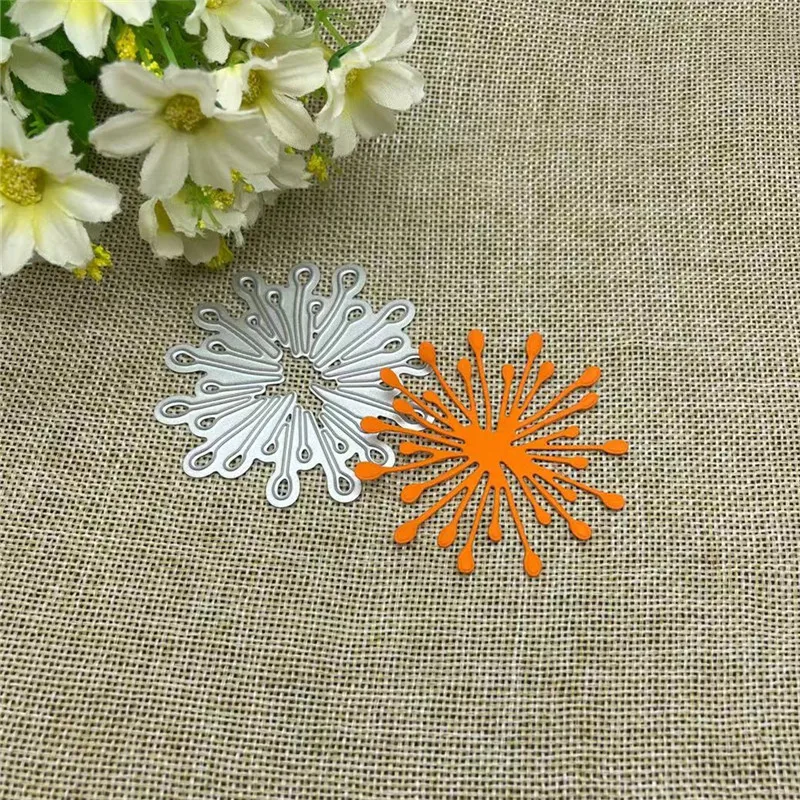 Dandelion flower metal cutting dies mold Round hole label tag Scrapbook paper craft knife mould blade punch stencils dies