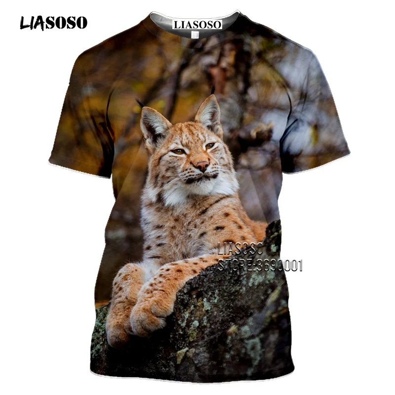 Cat Eurasian Lynx Animal T Shirt 3D Print Women Men\'s Harajuku Casual T-shirt Tee Tops Short Sleeve Plus Size Clothing