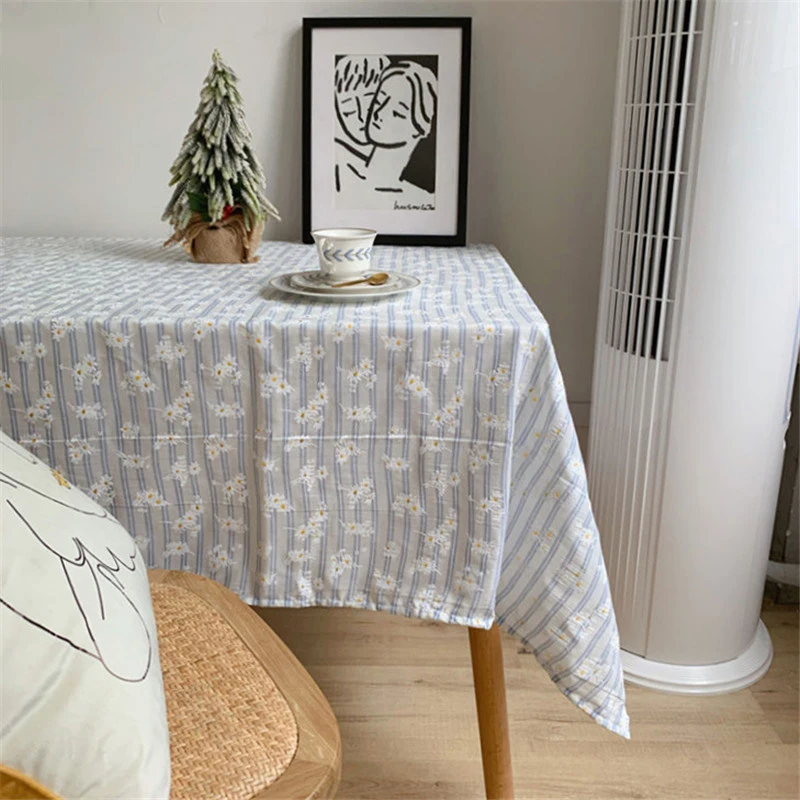 Cotton Linen Tablecloth for Table Floral Striped Pattern Rectangular Table Cover for Living Room Kitchen tapete mantel mesa