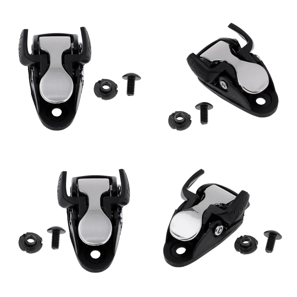 4Pcs Inline Skating Spider Buckle Roller Skate Boot Clasp with Screw Nut Black