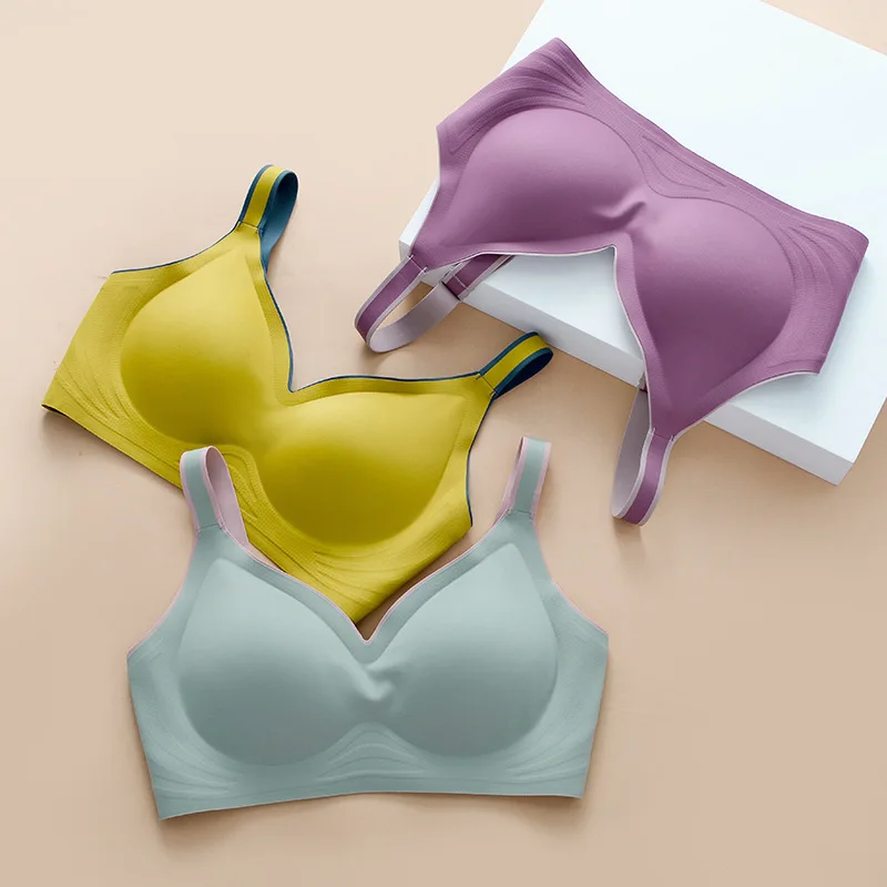 Nuovo colore intimo in lattice gradiente cinturino in gelatina reggiseno anti-salto nessun anello in acciaio bellezza indietro per le donne 6 colori