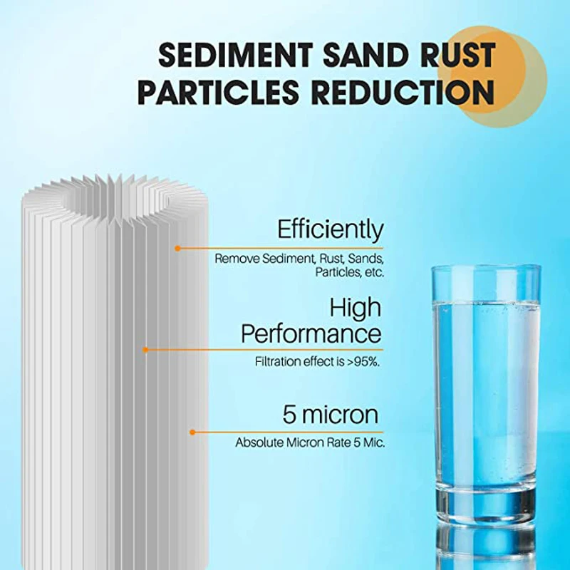 10" x 4.5" Whole House Pleated Sediment Filter for Well Water, Replacement Cartridge for GE FXHSC, Culligan R50-BBSA,   2Pack