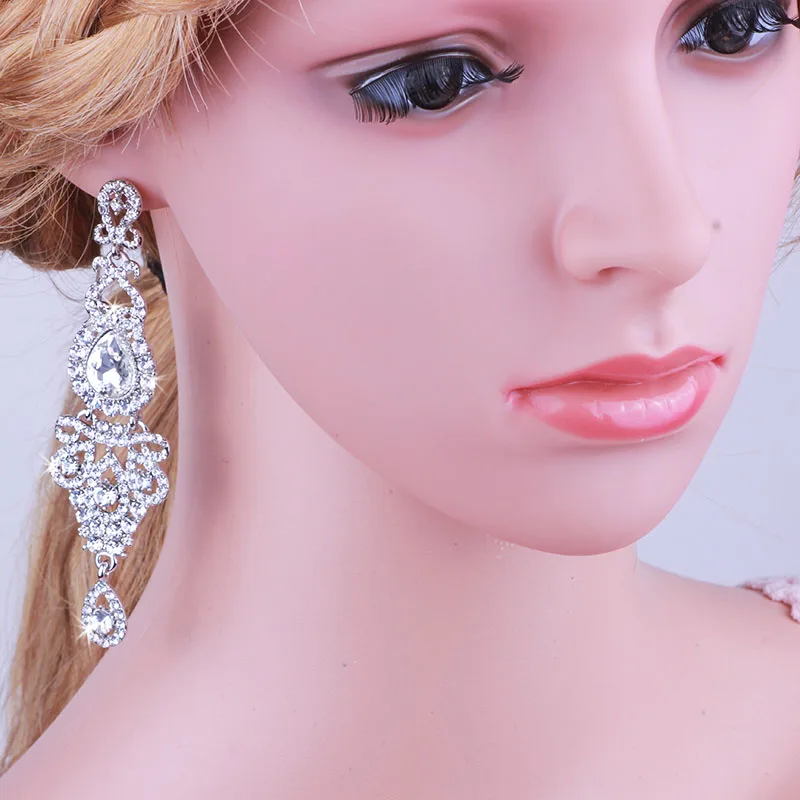FARLENA Wedding Jewelry Elegant Crystal  Earrings Long women pendant earrings long hanging earrings with stones gifts