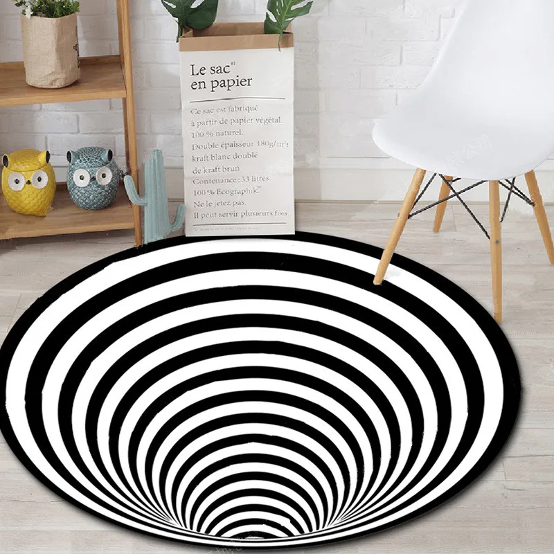 New Round Mat/Rug Music Symbol Piano Keys Black White 3D printing Carpet Anti Slip Home Decor Big Carpets for Bedroom Area Rugs