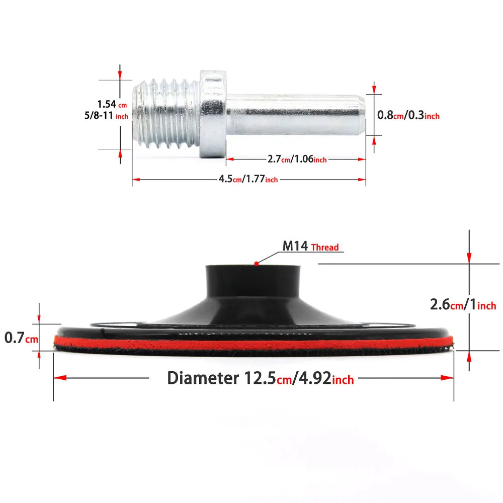 5 Inch 125mm Plastic Backer Plate Hook & Loop Adhesive for Angle Grinder Polisher Pad Plastic With Drill Adapter