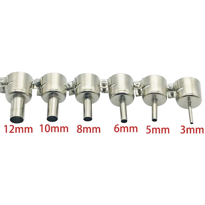 6Pcs 3-12mm Circular Nozzles For Hot Air Soldering Station 858A 858DAluminum Alloy Universal Meatal Heat Gun Resisting Nozzles