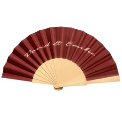 100PCS Customized Wood Fabric Hand Fan With Bride & Groom's Names Date Personalized Wedding Favor Birthday or Anniversary Gift
