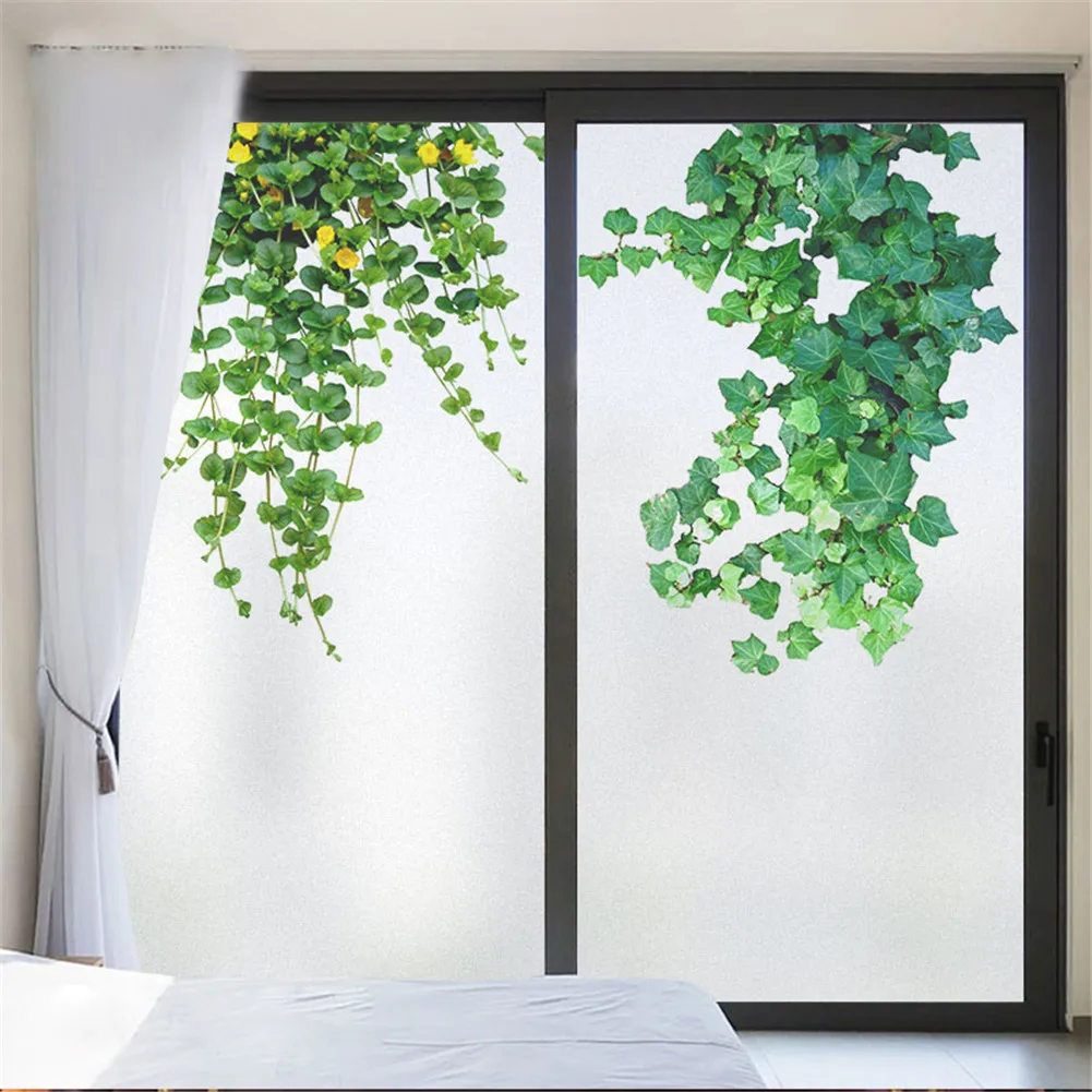 Green Plants Window Film Privacy Glass Sticker UV Blocking Heat Control  Static Cling Window Coverings for Homedecor