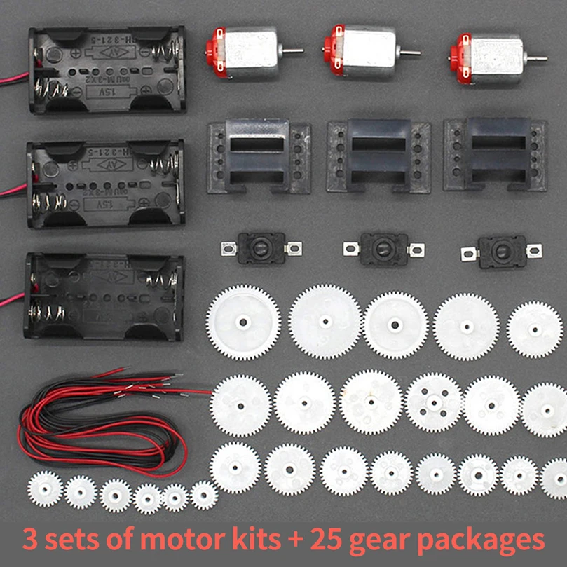 FEICHAO DIY Car Model Gear Kit Motor Axles Tires Bushings Copper Gears Bevels Racks Assembled STEM Education