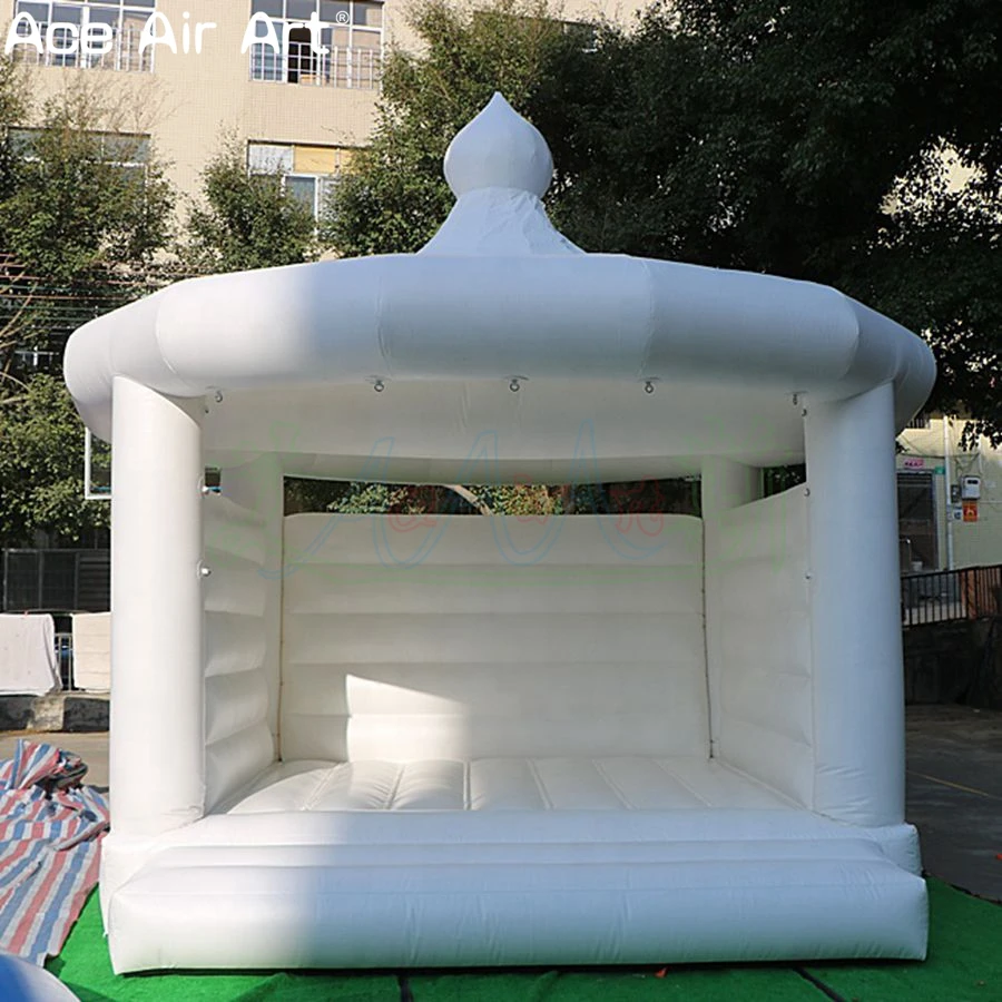 Inflatable Wedding Bounce House White Dome Jumping Castle With Air Blower For Inside Outdoor Made By Ace Air Art