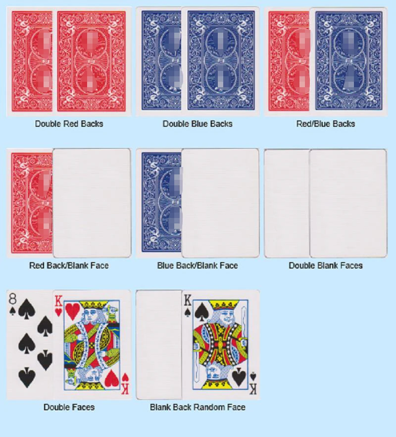 8 Pcs Magic Cards Special Gaff Cards Magic Tricks Red/Blue, Double Face/Back/Blank, Face/Blank For Magician Props