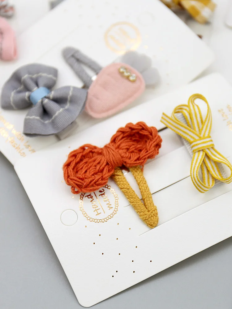Baby Girls Hair Clips Fully Cloth Wrapped Kids Hair Stripe Dots Bows Flower Wool Ball Hairpin Barrettes Headdress