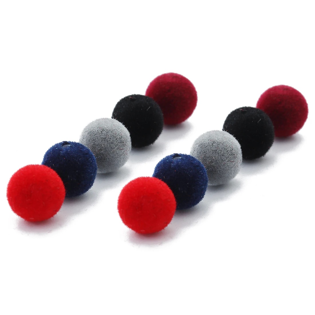 100pcs 8mm Round Beads Pompom Velvet Fabric Resin Loose Spacer Beads 1mm Hole For DIY Necklace Bracelet Earring Making