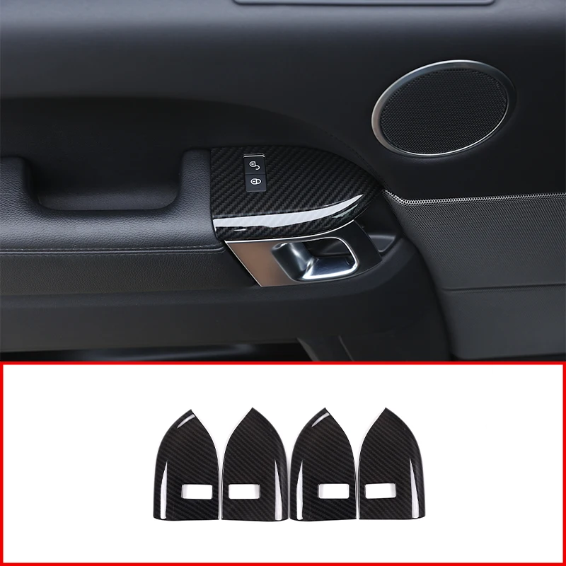 Carbon Fiber Style For Landrover Range Rover Sport RR Sport 2014-2018 ABS Plastic Child Safety Lock Frame Cover Trim 4pcs/set