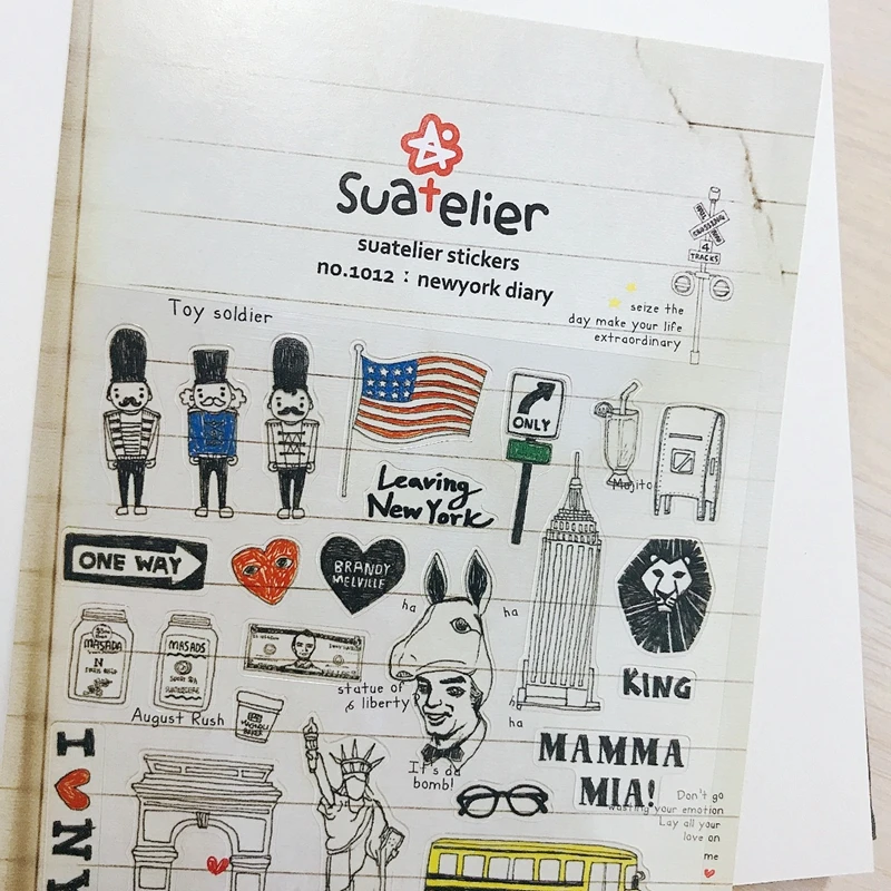 Suatelier Newyork Diary Stickers Statue of Liberty Love Taxi Die Cutting Decorative Diary Journal Treval Planbook Crafts