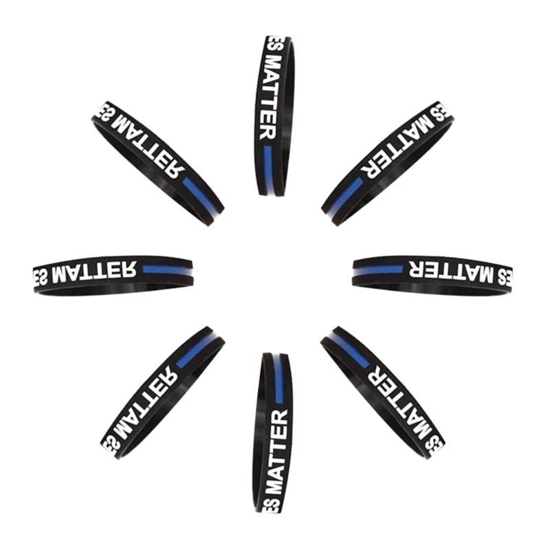 1Pcs Police Blue Lives Matter Wristbands Black Thin Blue Line Silicone Rubber Bracelets Wholesale