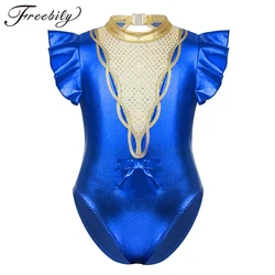 Short Flutter Sleeves Leotards Gymnastic Leotards Girls Ballet Costume for Kids Teens&Toddler 4-14Y Dancing Training Biketard