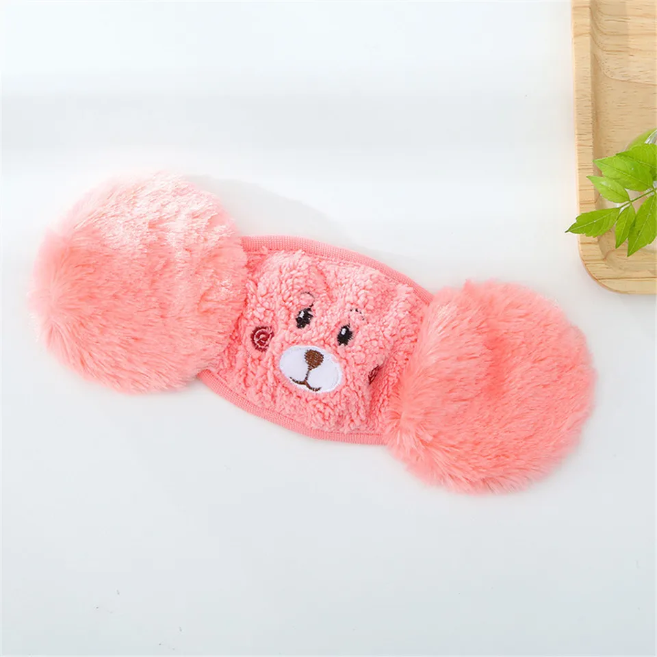 Winter Plush New Children Cartoon Ear Protectors Cotton Bear Student Windproof Warm Earmuffs Warm Mouth Unisex Ear Cover Girls