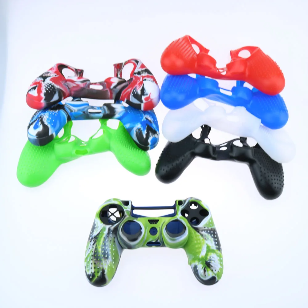 Non-Slip Soft ซิลิโคนป้องกันจอยสติ๊ก Camouflage ผิวสำหรับ PS4 PS4 PRO Slim JDS 030 040 050 055เกม Controller