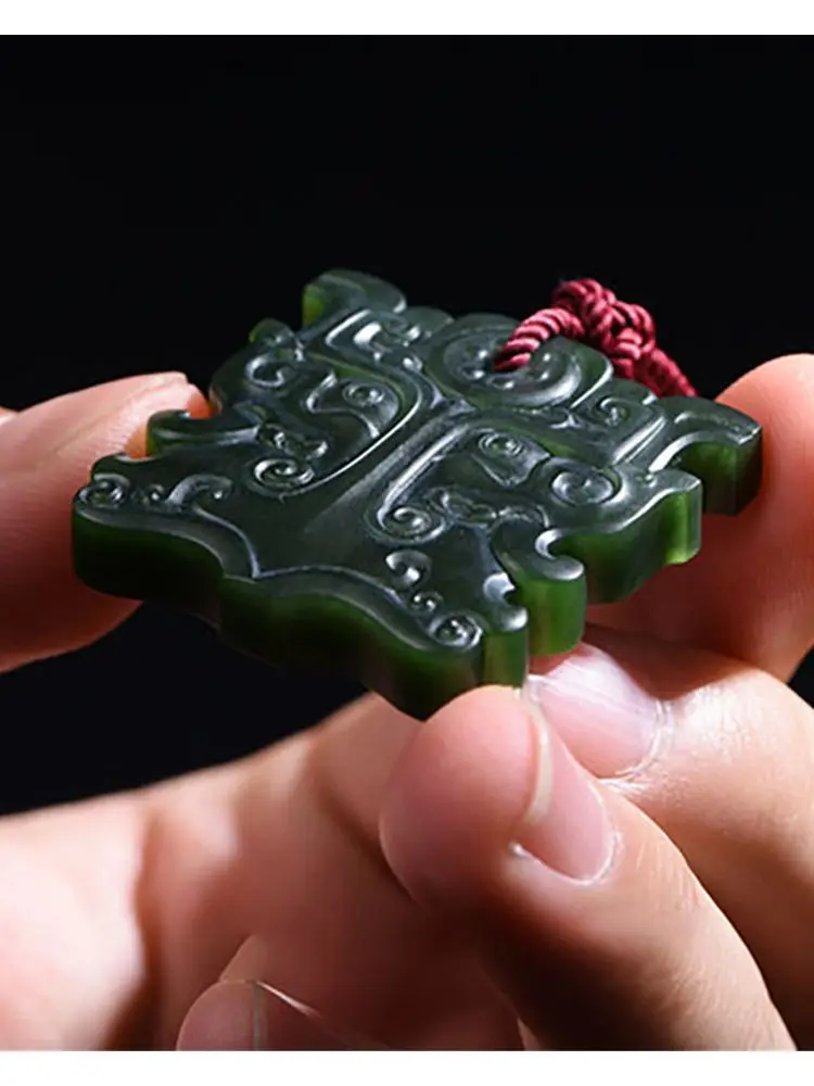 Hand-carved Pendant Bullish Natural Qingyu Exquisite Jade Stone Necklace Accessories Gift High Quality Jewelry