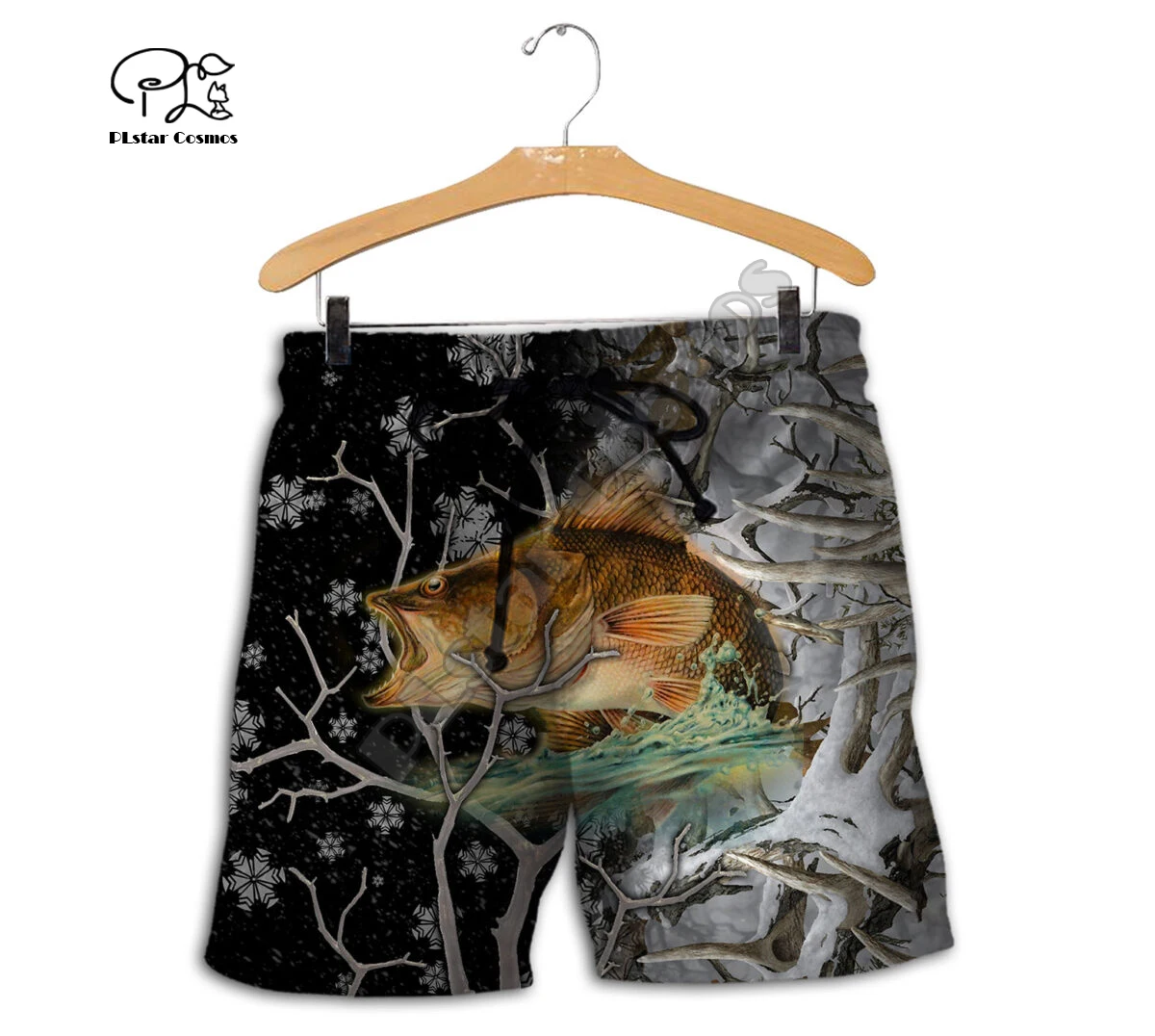 PLstar Cosmos Newest Walleye Fishing Fisher Art Camo Funny 3DPrint Unisex Summer Men/Women Casual Shorts Beach Short Pants C-1