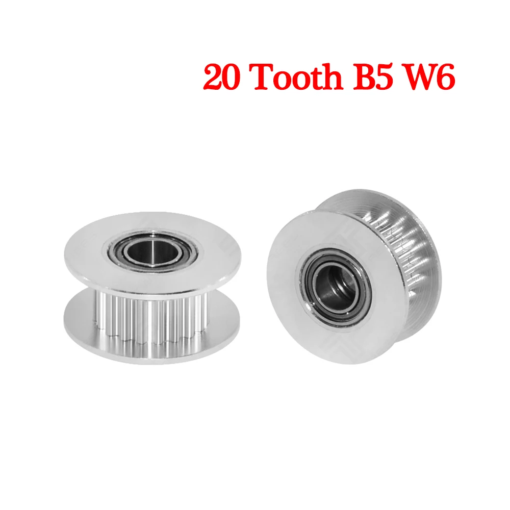 2GT 20 Teeth Ldler Bore 5mm & Width 6mm With Teeth Or Without Teeth For GT2 Timing Belt Black Color Synchronous Pulley Wheel