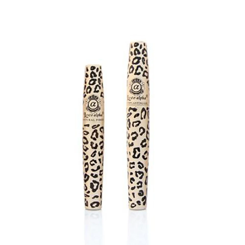 Waterproof Mascara Transplanting Gel Natural Fiber Mascara With Panther Leopard Case Black Fiber Grafting Combination 2PCS=1 Set