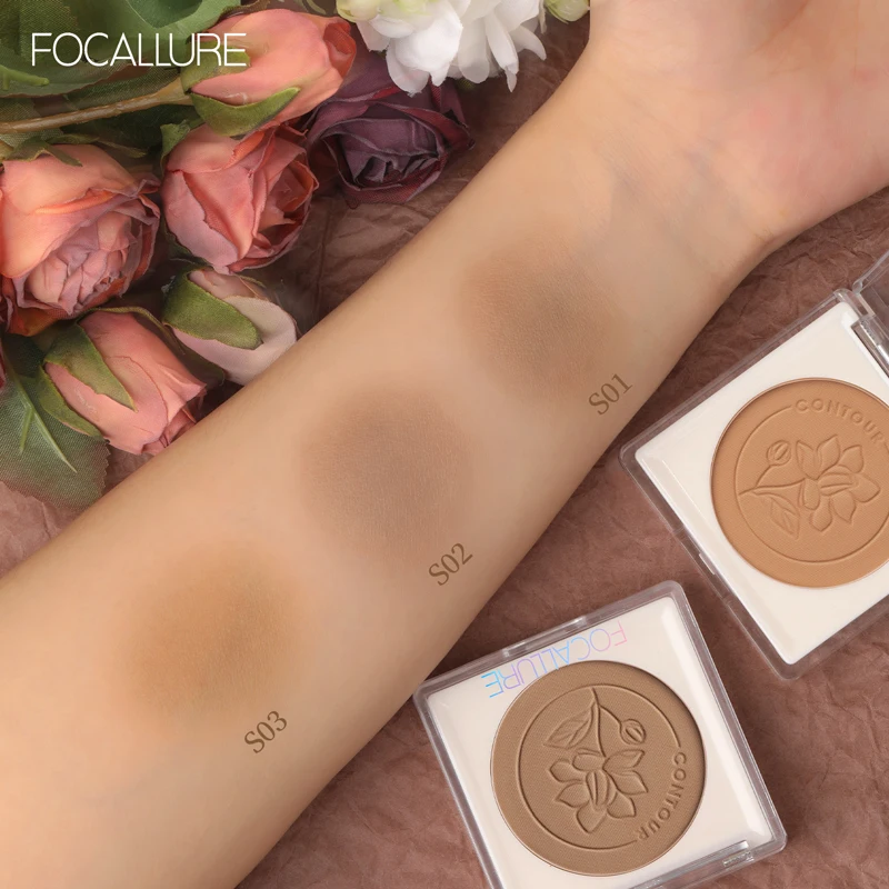 FOCALLURE Highlighter Powder Palette For Face Contour Bronzer Shimmer Illuminator Waterproof Glow Face Highlighter Makeup