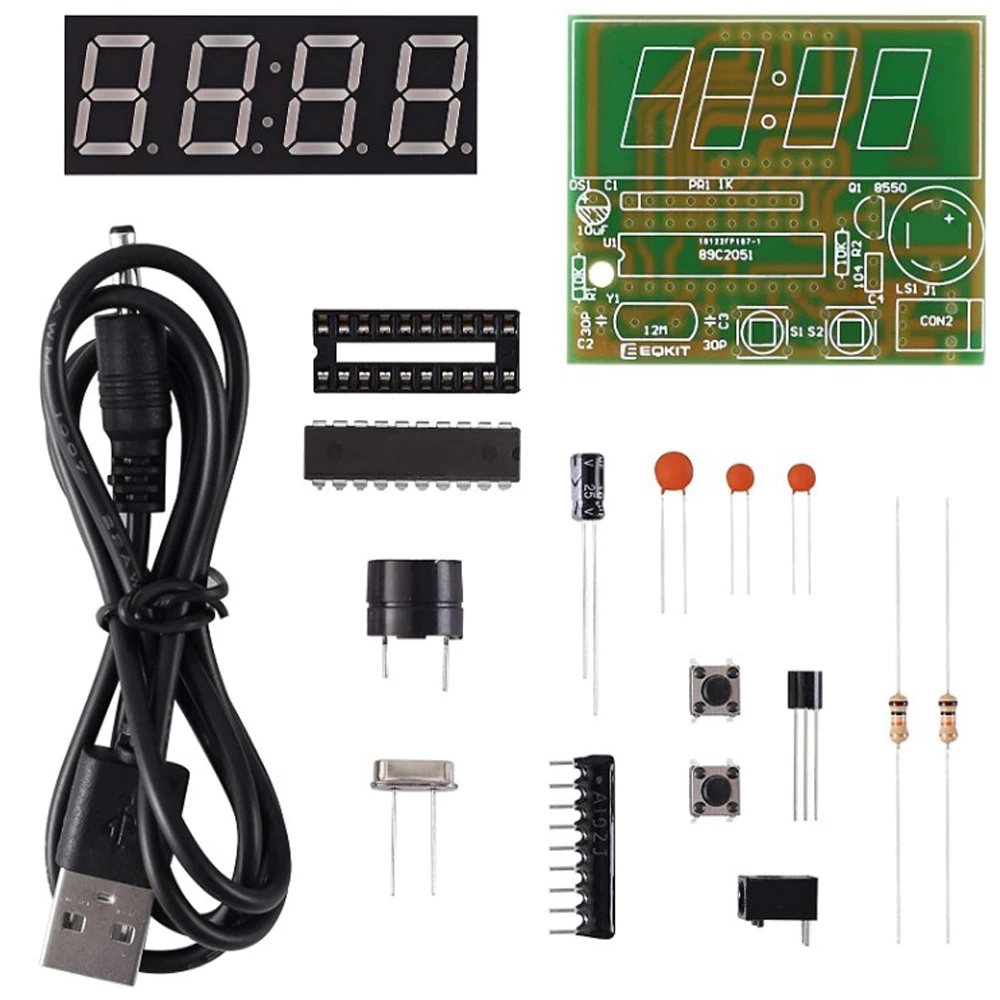 DIY Electronic Kit Digital Clock DIY Soldering Practice 4-bit Great School Science Project Practice Soldering Skills Training