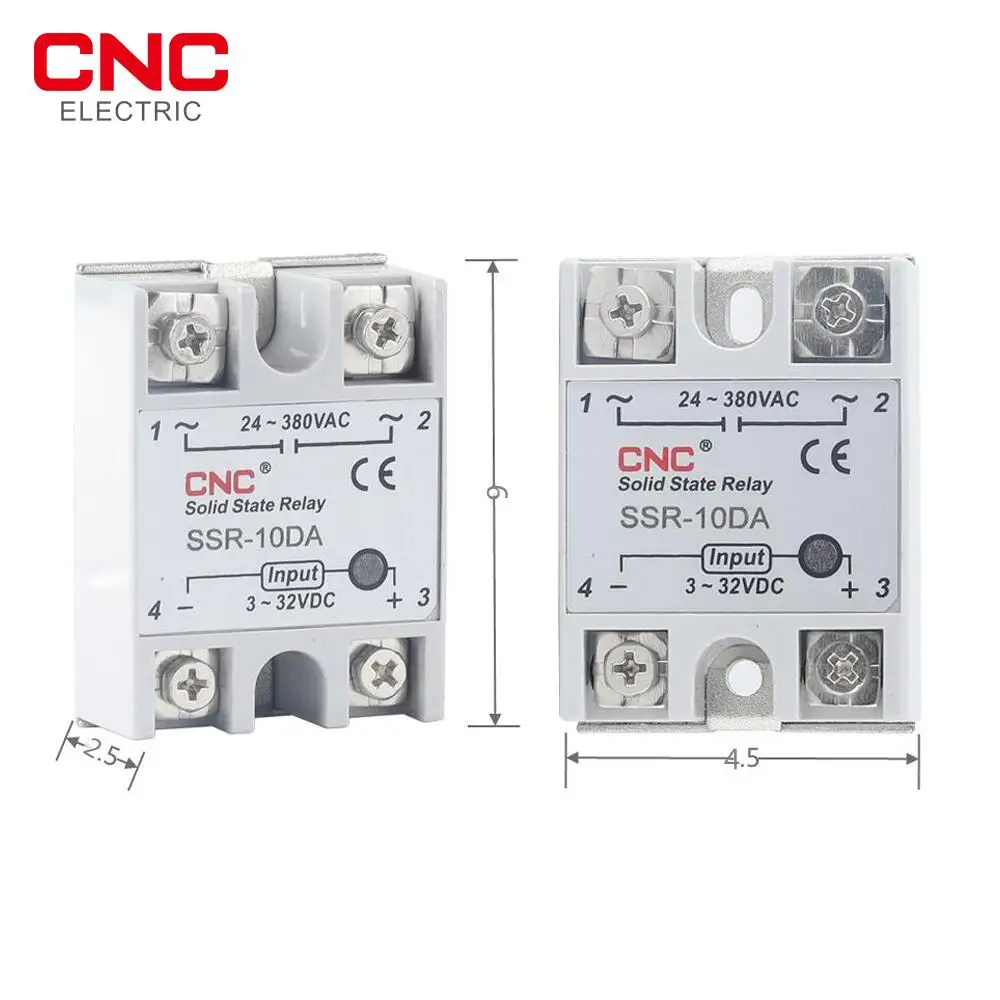 CNC Solid State Relay SSR 10DA 25DA 40DA DC Control AC White Shell Single Phase Without Plastic Cover 3-32V Input DC 24-380V