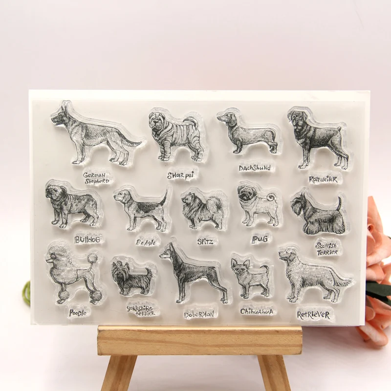 KLJUYP psy przezroczysty przezroczysty znaczek dla DIY Scrapbooking/tworzenie kartek/dzieci świąteczne zabawne materiały dekoracyjne