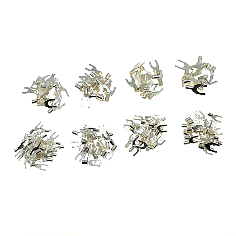 300Pcs Fork Cold Press Non-insulated Terminal UT4/6 Electric Naked Crimp Terminales Wire Cable Connector 4/6mm2 12/10AWG