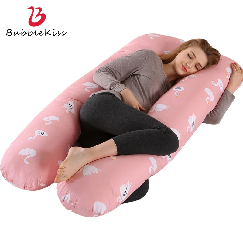 

Bubble Kiss Sleep Support Pillow For Pregnant Women Body Cotton Swan Pattern U Shaped Maternity Pillows Pregnancy Side Sleepers