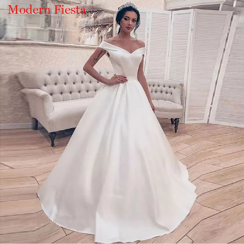 Robe de mariée plissée en satin, robe de soirée, robe de mariée, MF0023