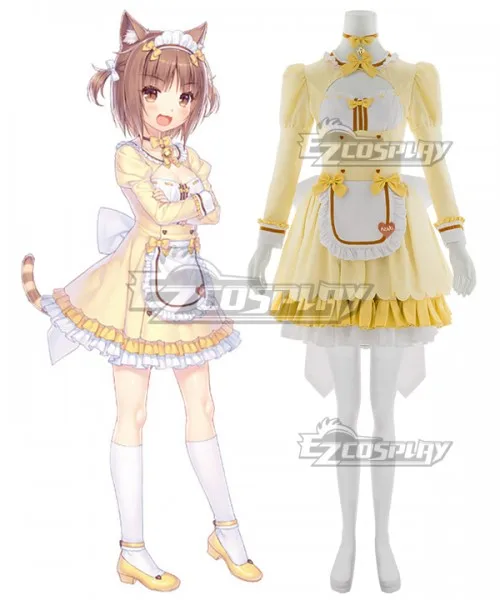 Nekopara 4 Azuki Girls Dress Maid Lolita Party Girls Yellow Dress Gift Halloween Party Adult Women Suit Cosplay Costume E001